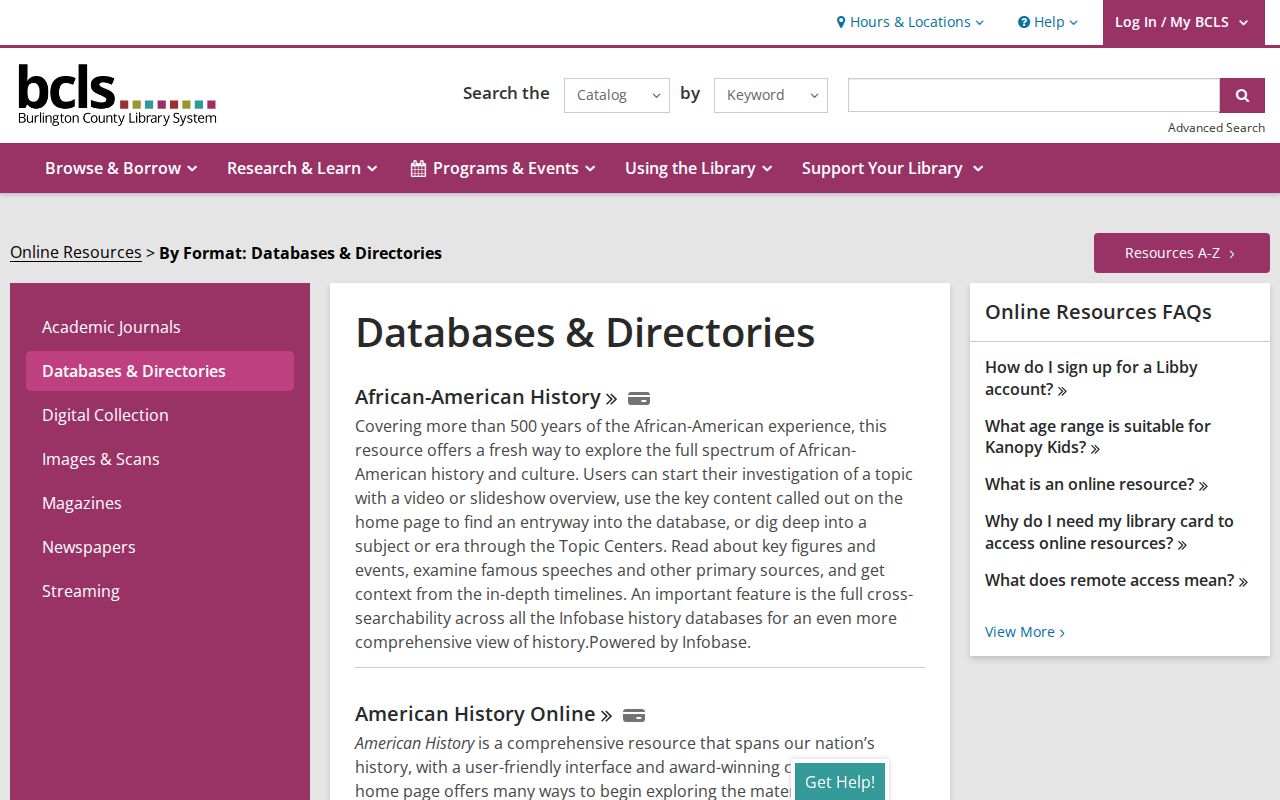 Mount Laurel city directory research at Burlington County Library databases