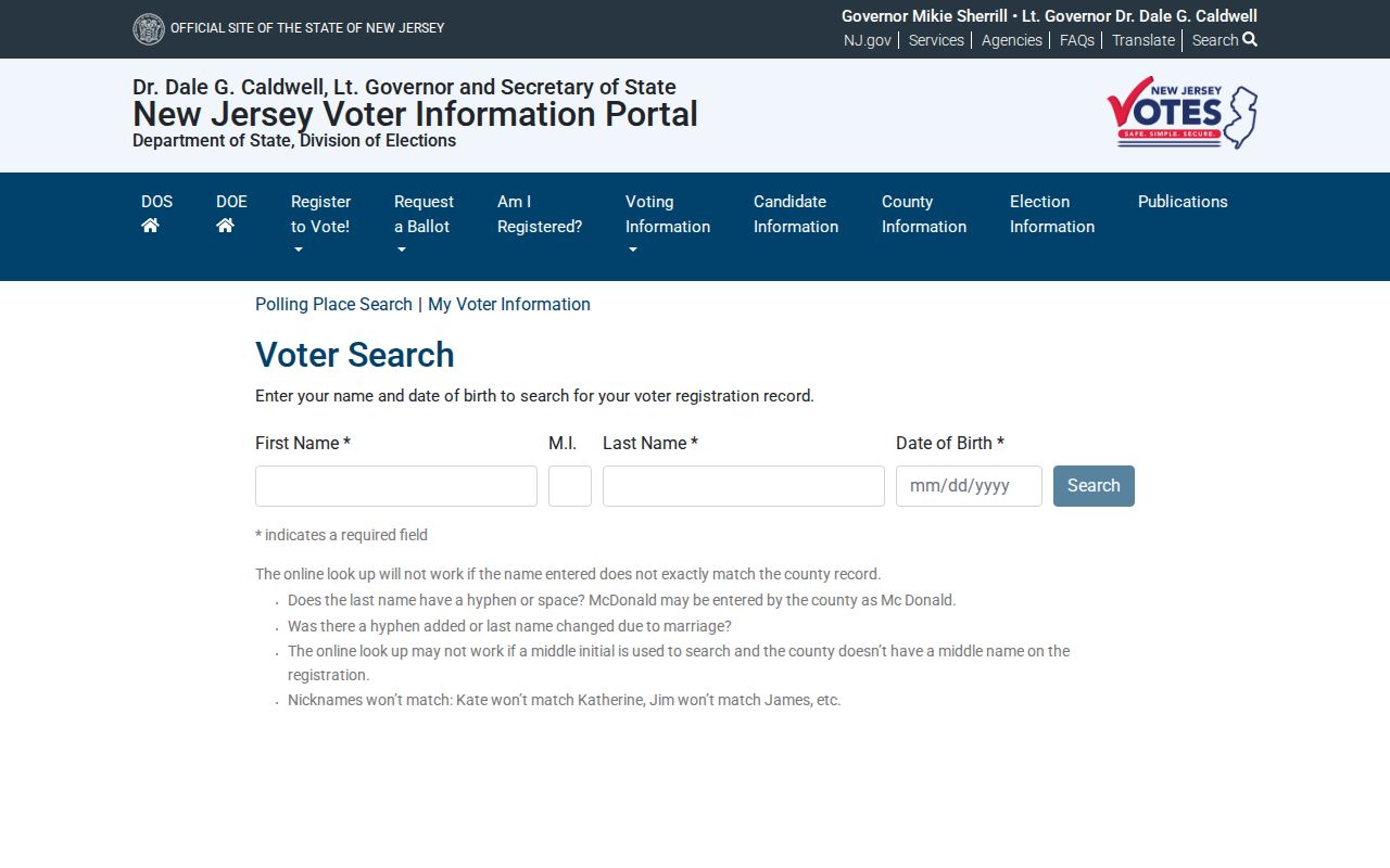 Mount Laurel residents directory New Jersey voter registration status lookup